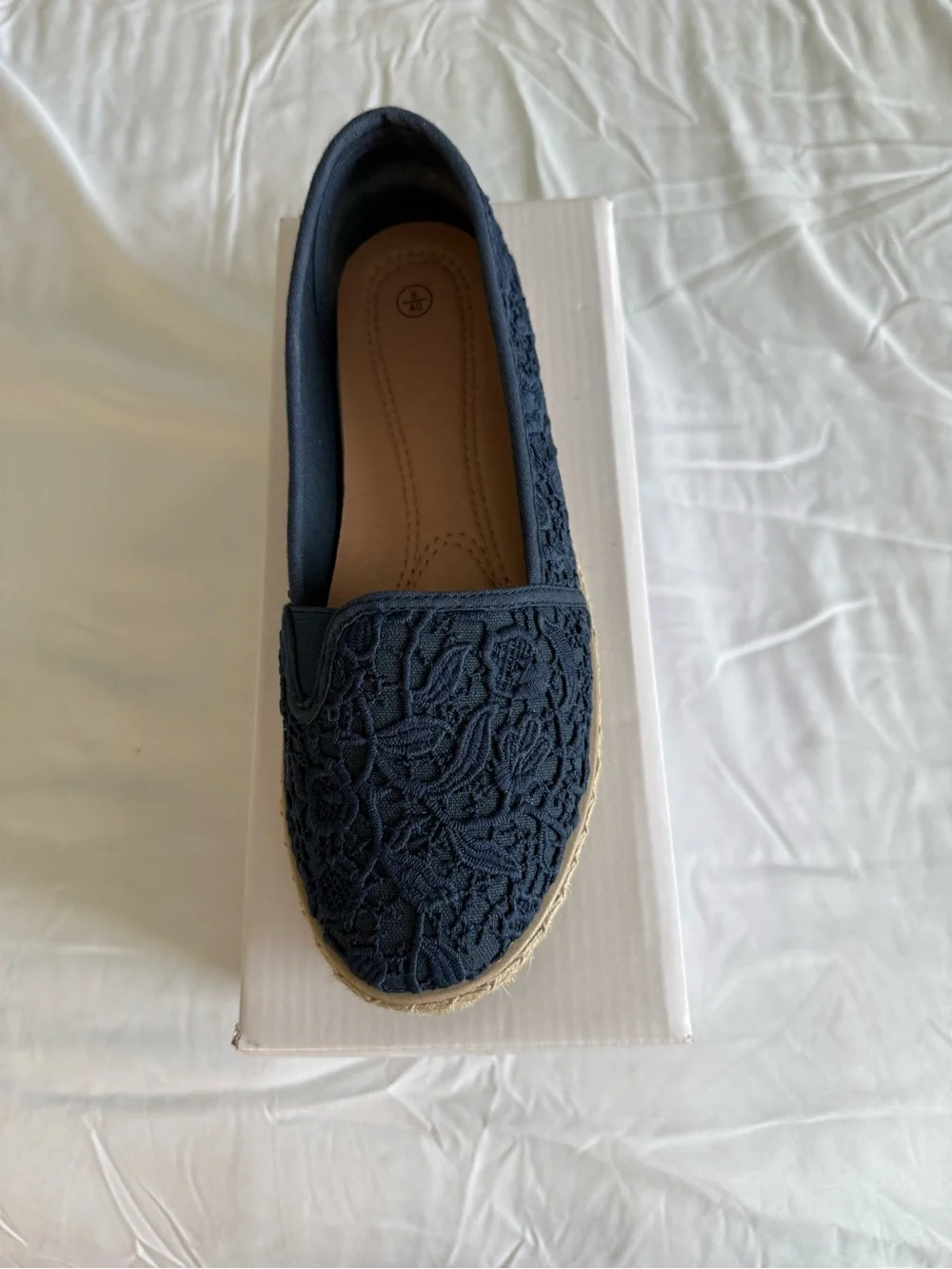 Women’s Navy Lace Espadrille Slip-On Shoe
